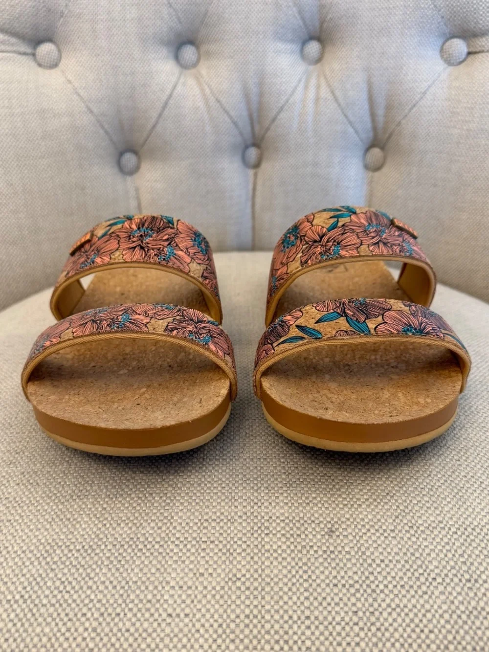 REEF Cork Vista Double Strap Slide Sandals Women’s Size 8